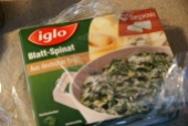 This frozen spinach is mixed with Gorgonzola. It was just discounted.